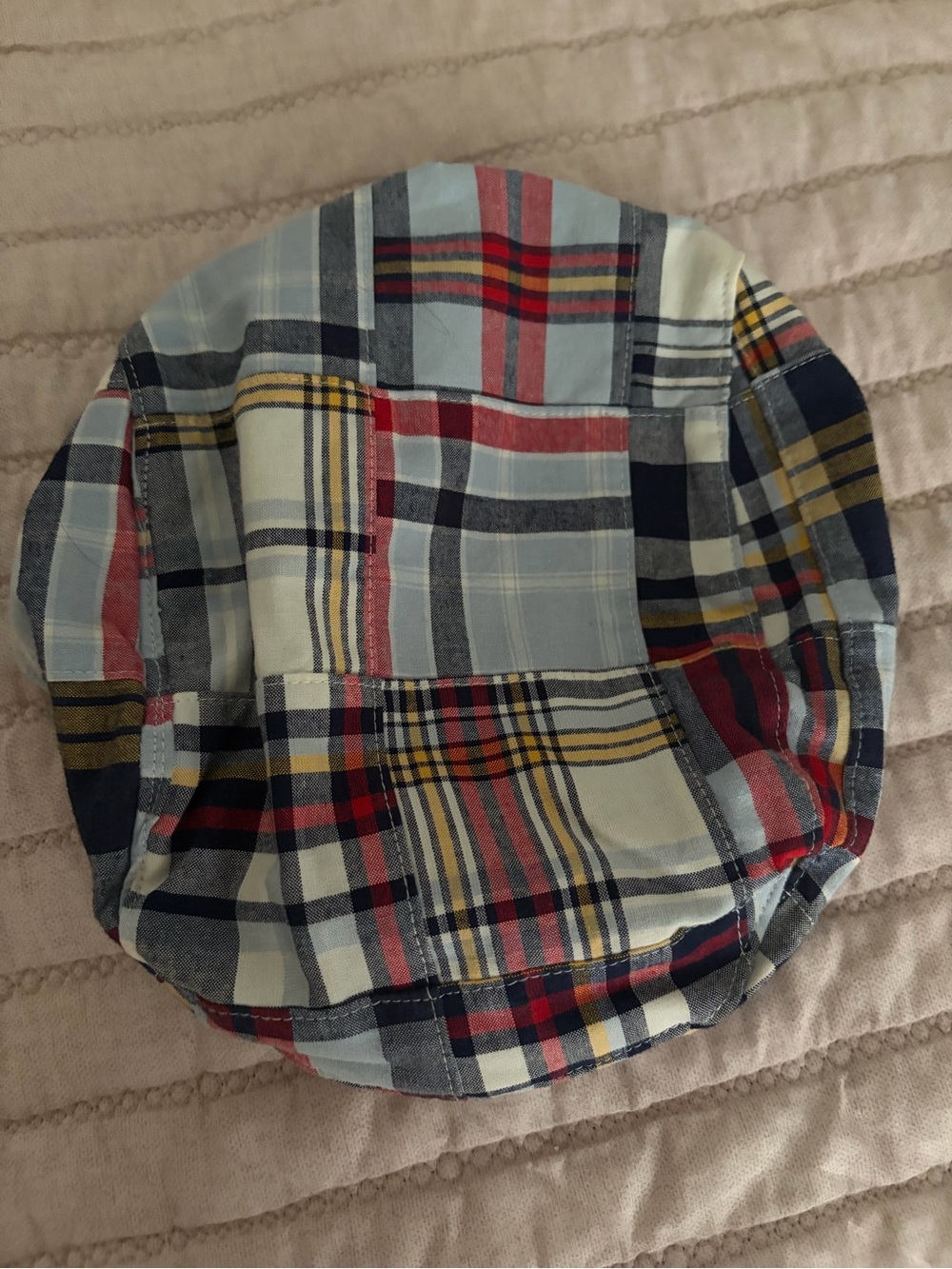 Janie & Jack Plaid Patchwork Bucket Hat in Blue, Red & Yellow — 4-5